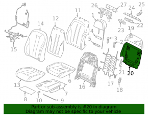 Driver's seat pad rear BMW X5 G05 19-22 Elfenbein-Weiss, lower