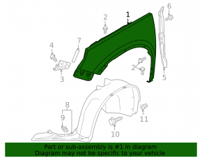 Front left wing VW Tiguan 09-17