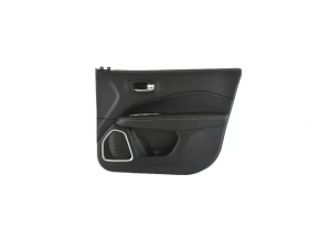 Jeep Compass 17-21 front right door panel, black, with black leather insert, black leather armrest with brown and white stitching, with handle, scratches