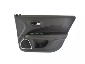 Jeep Compass 17-21 front right door panel, black, with black leather insert, black leather armrest with brown and white stitching, with handle, scratches