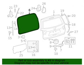 Rubber seal for the tailgate of a Toyota Sequoia 2008-2016