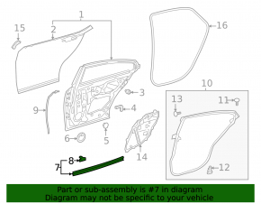 Rear left lower door seal for Lexus ES250 ES300h ES350 19-26