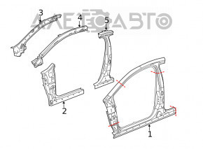 Left center pillar for Chrysler 200 15-17