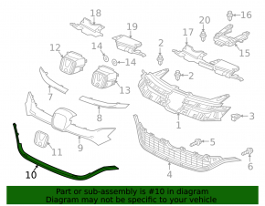 Honda CRV 15-16 lower grille molding, chrome