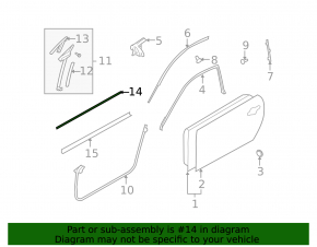 Molding door-glass central front right Infiniti G25 G35 G37 08-14 2d