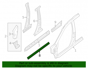 Door seal on the threshold right Nissan Pathfinder 13-20