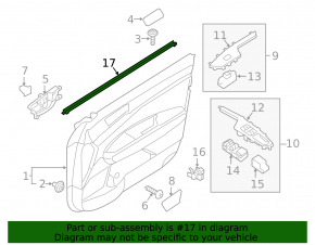 Inner door glass seal, front right, Kia Optima 16-20
