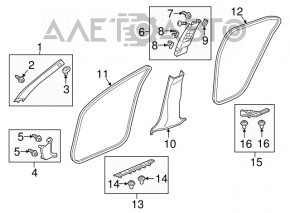 Door sill trim rear right Acura TLX 15 - black, with chrome trim
