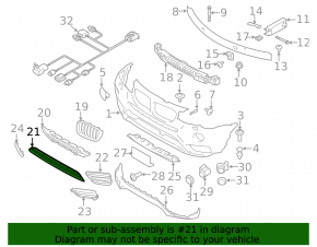 BMW X3 F25 15-17 front bumper lower grille without radar, structure, crack