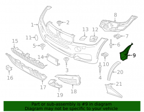 Front bumper air duct left BMW X6 F16 15-19 M pack