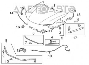 Left hood hinge for a 2013-2017 Honda Accord