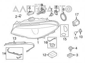Front right headlight complete BMW 5 F10 11-13 halogen