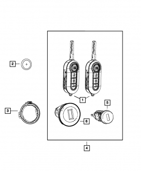 Key Fiat 500 12-19 4 buttons