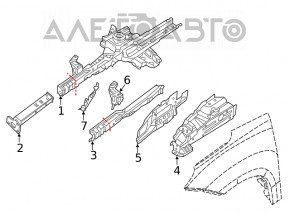 Subframe reinforcement front left Fiat 500L 14-19