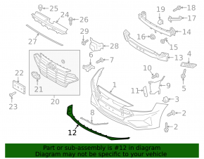Front bumper lip Hyundai Elantra AD 19-20 structure, worn