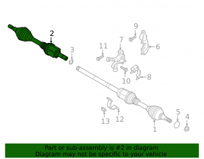 Drive axle shaft front left Lincoln MKZ 17-20 3.0