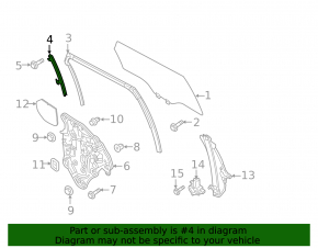 Rear left door glass guide Mazda CX-9 16-23