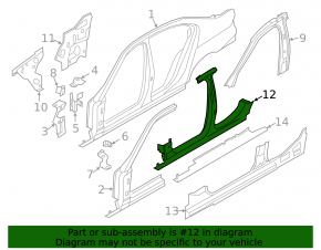 Body pillar central left BMW 5 F10 11-16 on the body, bumps