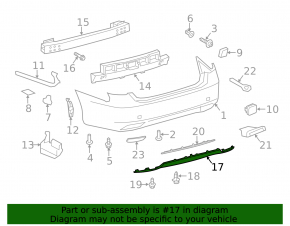 Rear bumper lip for Lexus LS 13-17 rest.