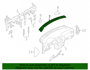 Nissan Rogue 14-20 black upper dashboard trim