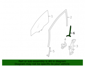 Front right rear door glass guide Nissan Sentra 13-16
