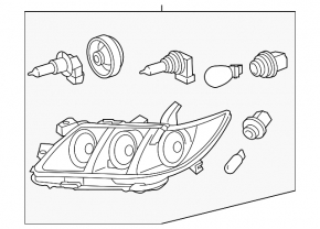 Left Front Headlight Toyota Camry V40 07-09 Hybrid Halogen