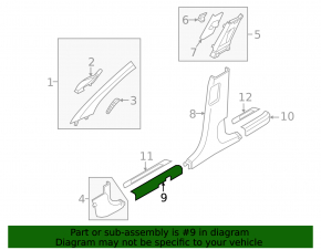 Hyundai Tucson 22-24 black inner front left door sill plate