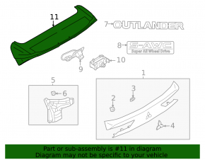 Mitsubishi Outlander 2022-2025 tailgate spoiler
