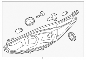 Headlight front right bare Ford Fiesta 14-19 rest light