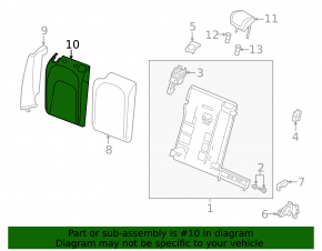 Right rear seat backrest for Audi E-Tron 19-23, dark gray leather, with belt