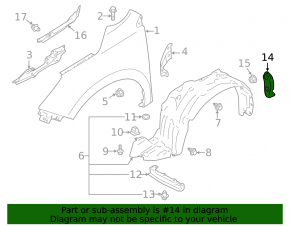 Front left wing bracket Subaru Forester 14-18 SJ rear