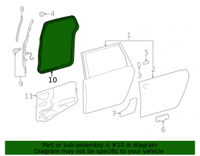 Rear left door seal for Toyota Sienna 11-14, gray