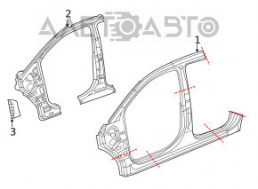 Body pillar center left Dodge Journey 11-