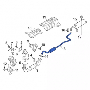 Exhaust line middle part Ford Ecosport 18-21 1.0T