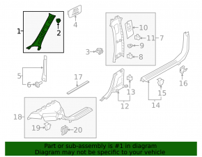 Front pillar trim upper right Volvo XC40 19-25 black