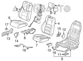 Passenger seat Honda Civic X FC 16-18 4d without airbag, mechanical, cloth beige