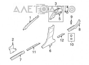 Door sill trim rear left inner Hyundai Elantra UD 11-16