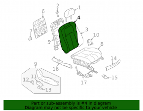Passenger seat Infiniti G25 G35 G37 4d 06-15 without airbag, black leather with heating