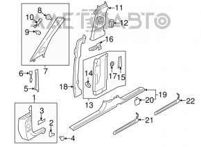 Front pillar trim middle left Audi Q7 16- black