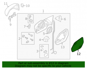 Right mirror element for Audi Q8 19-25, heated, auto-dimming