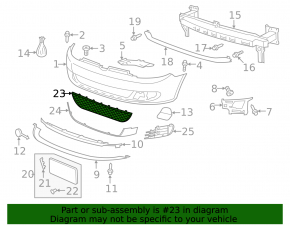VW Golf 10-14 GTI front bumper lower grille, black structure