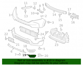 Front bumper grille left Honda CRV 17-19 under fog lights with molding