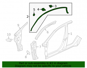 Door seal upper left Honda HR-V 16-22