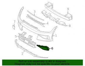 Kia EV6 22-24 right front bumper grille, gloss black with chrome molding, GT-Line
