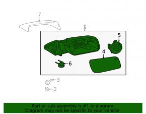 Left side mirror assembly Ford Flex 09-12 prerest