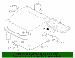 Left hood bumper Mazda CX-5 17-24 on the hood