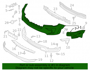 Front bumper upper part Ford Explorer 18-19 rest for park with plug