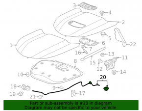 Chevrolet Camaro 16-23 Hood Release Cable Without Handle
