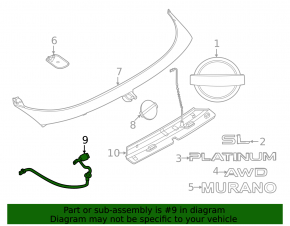 External trunk lid opening button Nissan Murano 25-26