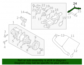 Kia Optima 16-20 cooling system hose to heater radiator 2.4, inlet